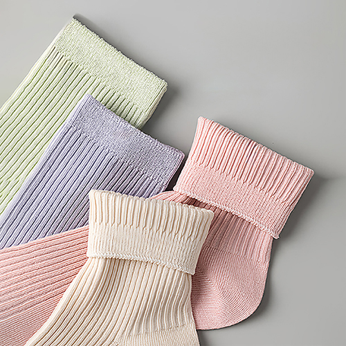 Wholesale women's spring and summer pure cotton double-needle knitted mid-calf socks, odor-resistant and sweat-absorbent, for women