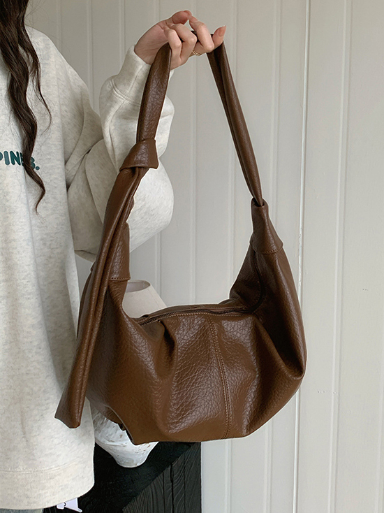 Women's Korean Style Hobo Bag Soft PU Leather Dumpling Slouchy Shoulder Crossbody Casual Purse