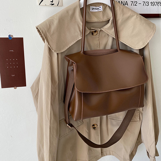Wholesale Women's Vintage Messenger Bag PU Leather Flap Satchel Large Capacity Shoulder Crossbody Work Bag